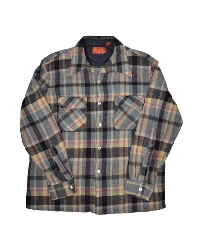 Vintage 80s Sears Wool Blend Button Down Shirt Medium Long Sleeve