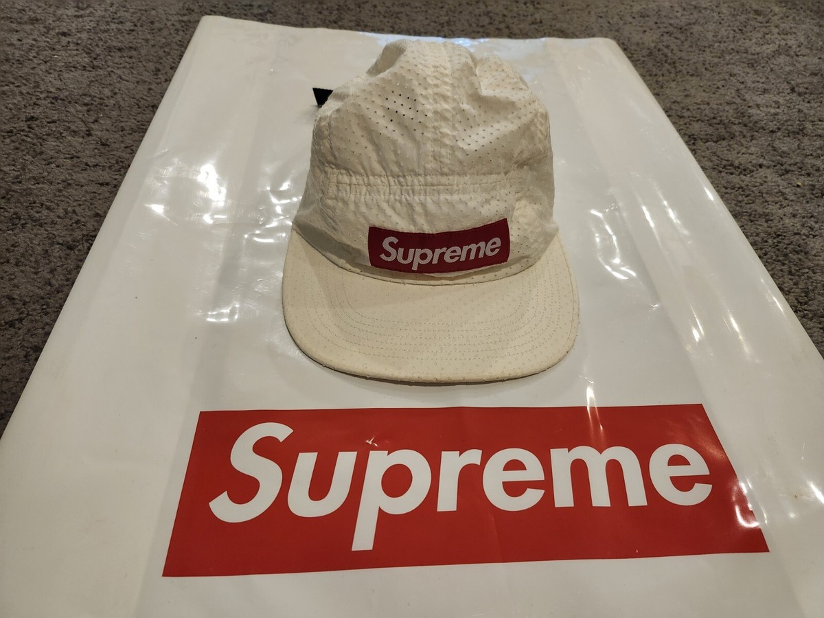 Supreme BOX LOGO camp Hat White Perforated | eBay