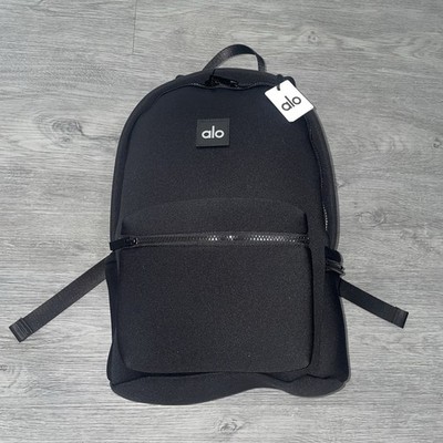 Alo Yoga Stow Backpack Black Neoprene Bag Gym School Women Men NWT