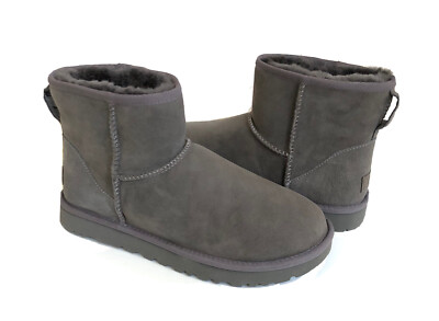 UGG CLASSIC MINI II GRAY GREY SHEARLING WATER RESISTANT BOOT US 10