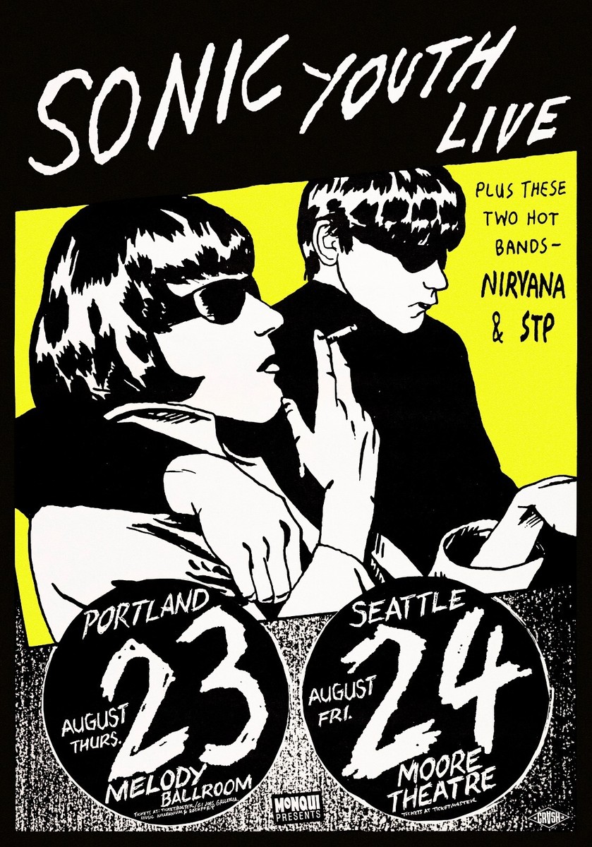 Sonic Youth, concert de Portland et Seattle - 1990 - Poster | eBay