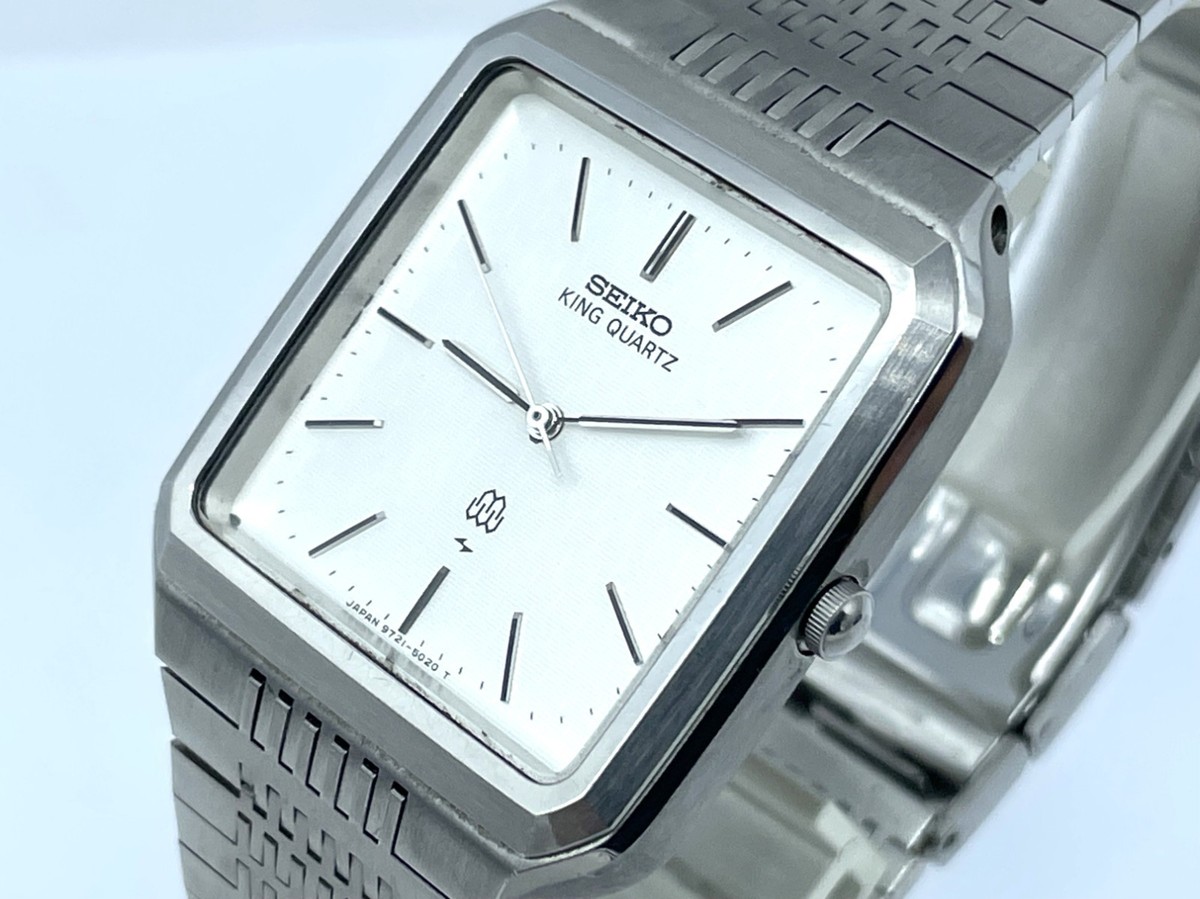 N MINT SEIKO KING QUARTZ Watch Twin Quartz White Dial 9721-5020