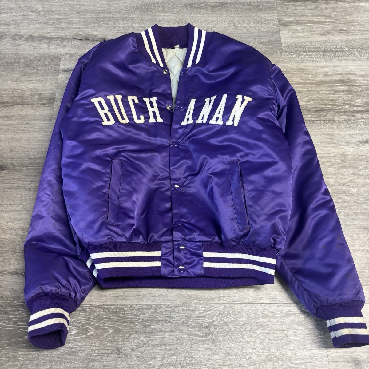Vintage 1980s Buchanan County Champions Purple Satin Varsity