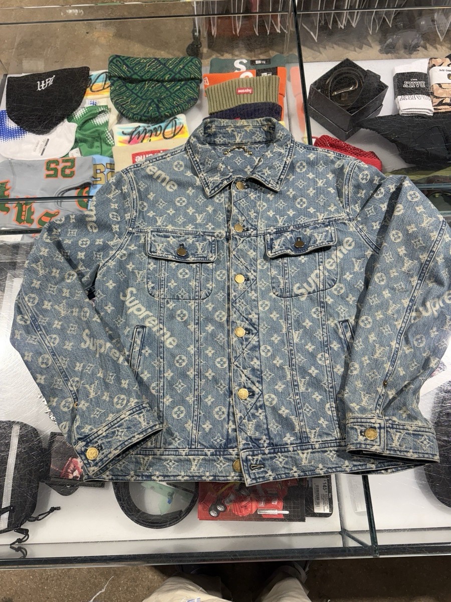 Louis Vuitton x Supreme SS17 Monogram Jacquard Denim Jacket Size