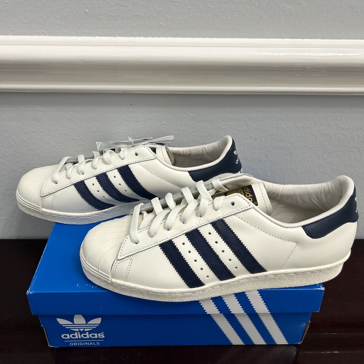 Size 10 - 2014 Adidas Original Super Star 80s Dlx Vintage White