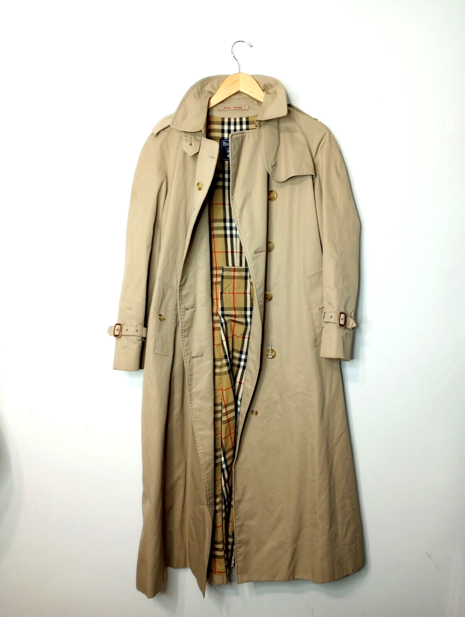Vintage Burberry's Size 8 X-Long Twill Tan Trench Coat | eBay