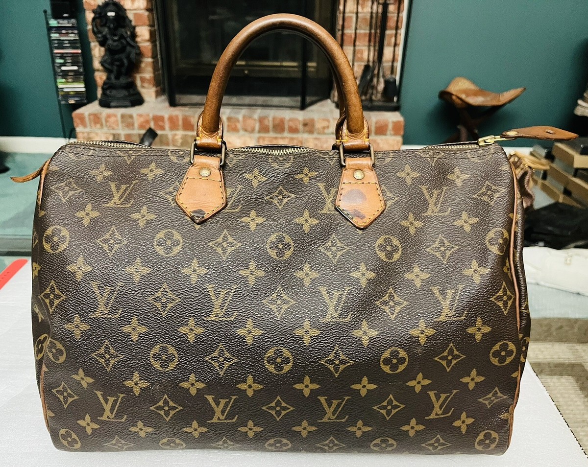 Louis Vuitton Monogram LV SPEEDY 35 Handbag Browns Canvas Bag