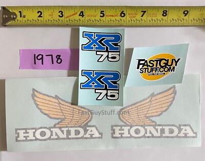 1978 Honda XR75 Vintage Decal Kit LICENSED tank wing & side panel