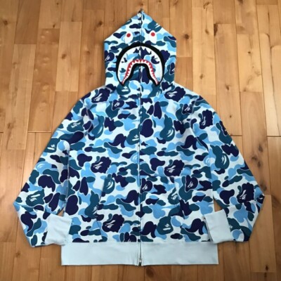 BAPE ABC camo Blue shark full zip hoodie A Bathing Ape Size L | eBay