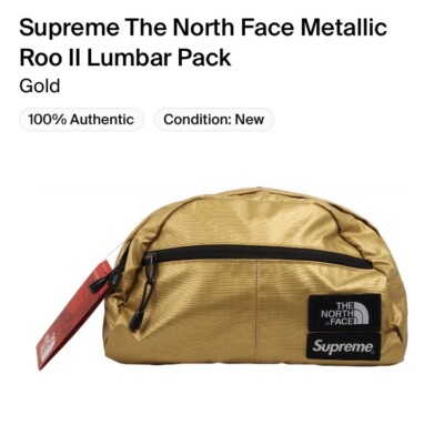 Supreme x North Face Metallic Gold Roo ll Lumbar Pack Shoulder Bag
