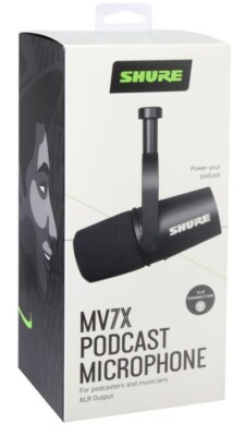 New Shure MV7X Dynamic Podcast XLR Microphone with Voice Isolation