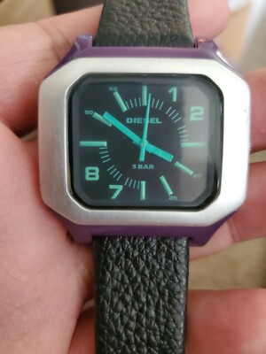 DIESEL 5 BAR ONLY THE BRAVE GREEN TONE BLACK ORIGINAL LEATHER BAND