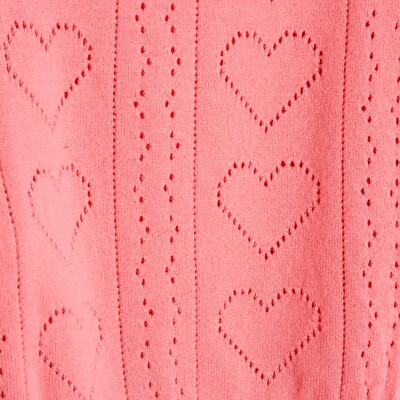 Miu Miu 2015 Sweater Heart Crop FR38 Hearts Openwork Pink Cashmere
