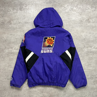 VTG 90s NBA PHOENIX SUNS STARTER AUTHENTICS PUFFER JACKET HOODIE