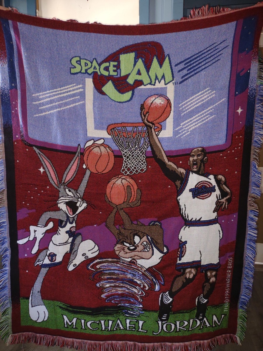 Vintage Space Jam Michael Jordan Taz Bugs Bunny Tapestry Throw