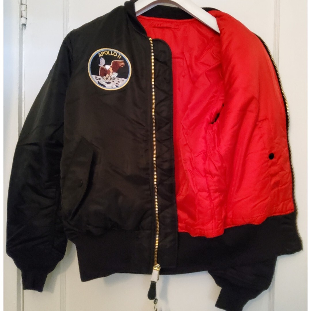 ALPHA INDUSTRIES MA-1 NASA APOLLO FLIGHT JACKET BLACK NYLON