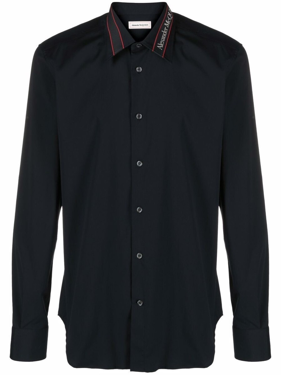 Alexander McQueen Logo Collar Cotton Long-Sleeve Shirt | eBay