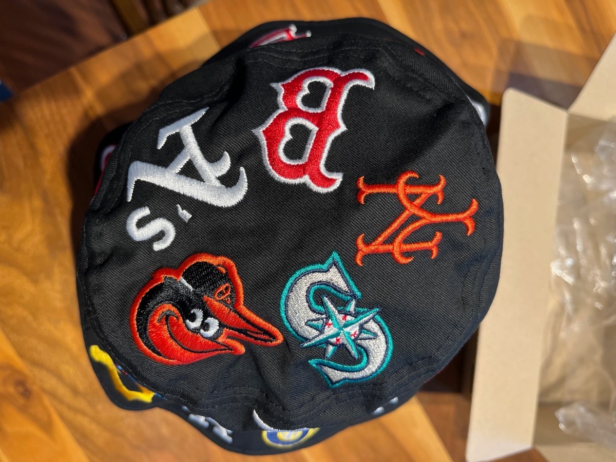 NEW ERA Bucket hat 01 Embroidery Team Logo Allover MLB Black