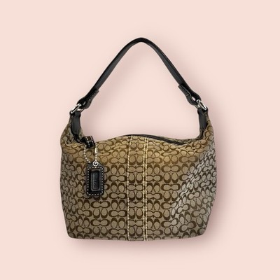 COACH Y2K Vintage Signature Jacquard Logo Leather MINI Hobo Top