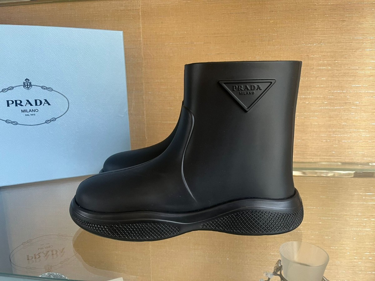 Prada , Triangle Stamp Logo Rain Boots in Black BNWB 36 | eBay