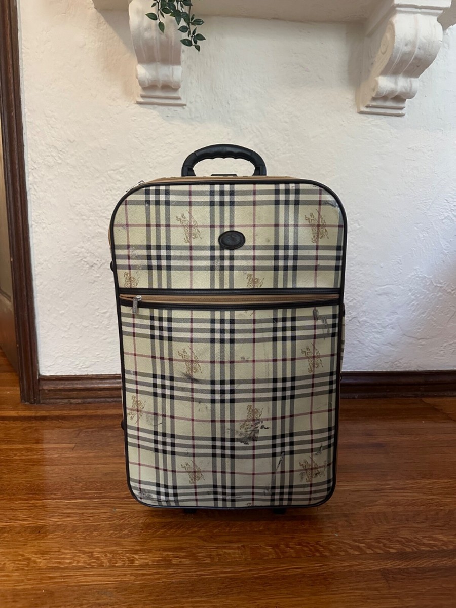 Vintage leather Burberrys of London Blue Label suitcase with