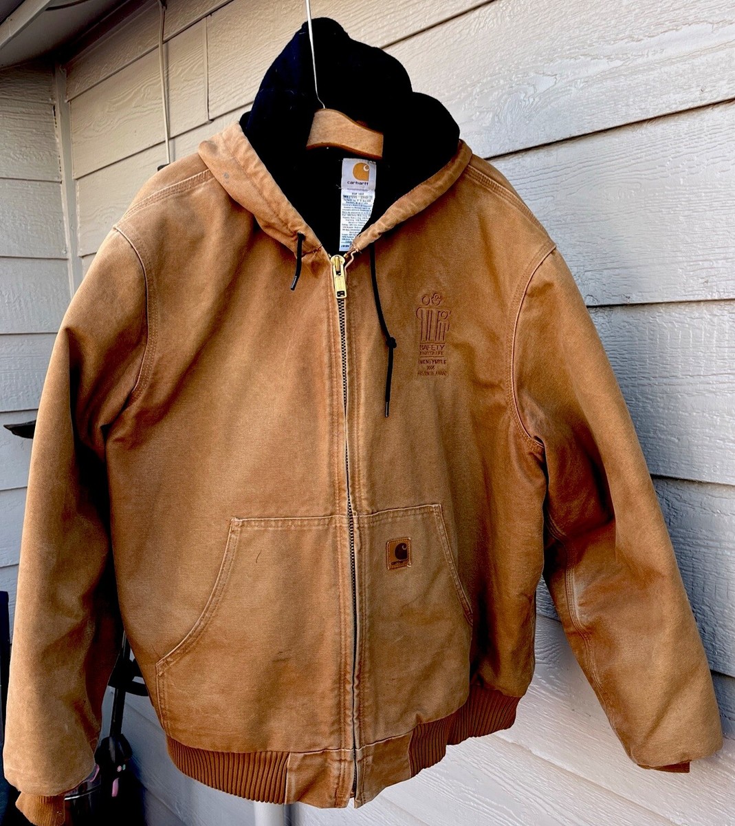 Carhartt J130 BRN Men's Full Zip Lined Hooded Brown Canvas Work