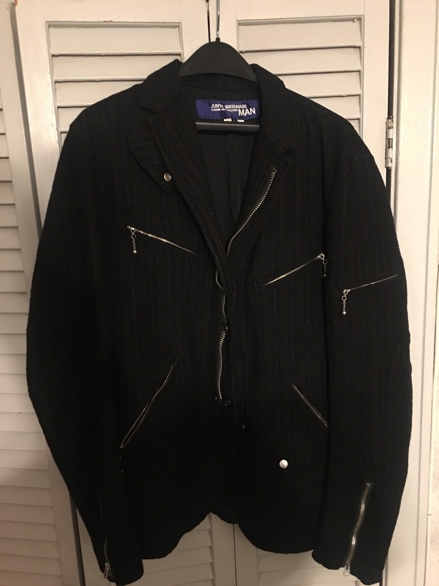 JUNYA WATANABE COMME DES GARCONS Men's Wool Striped Motorcycle