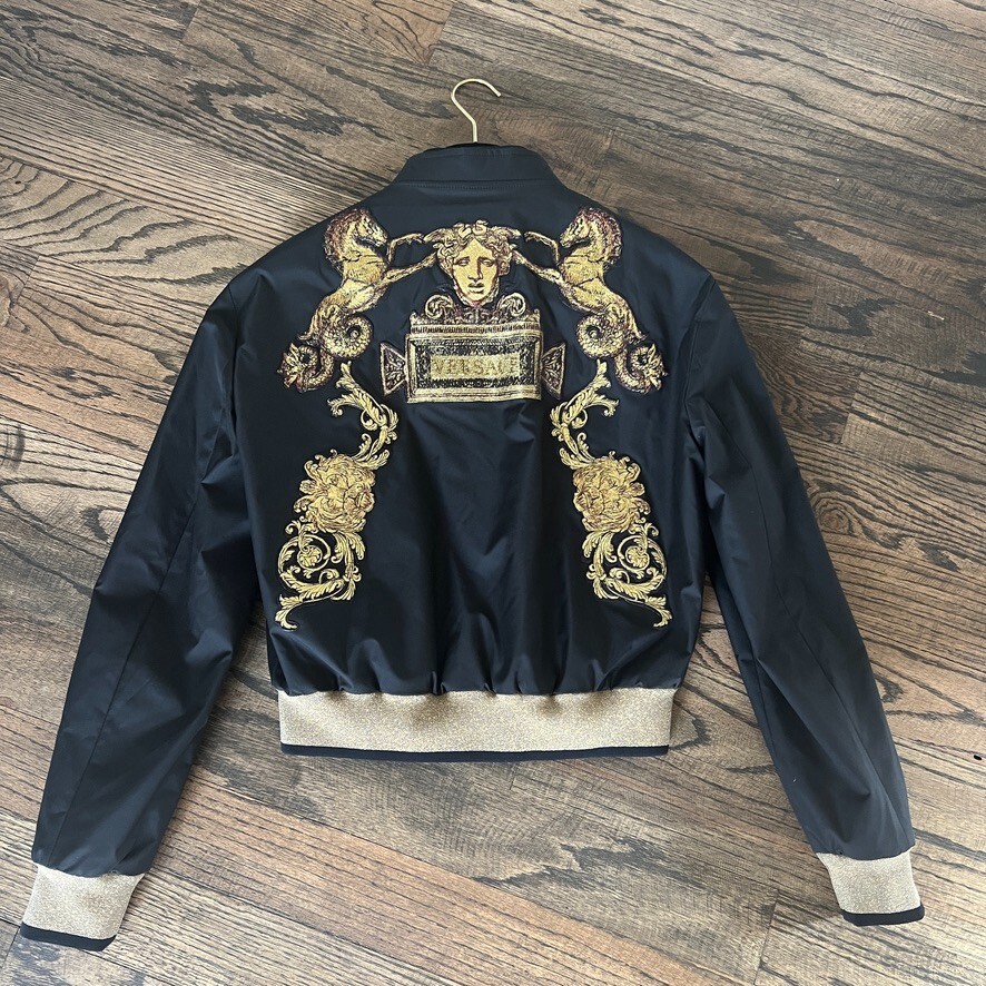 VERSACE Medusa Embroidery Bomber Jacket Authentic Certilogo Rare
