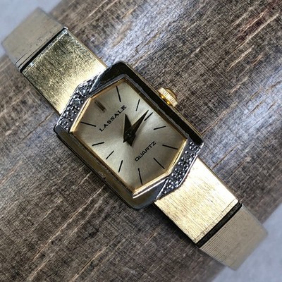 Seiko Lassale Women 1E20-6329 Dress Pave Gold Tone Hexagonal