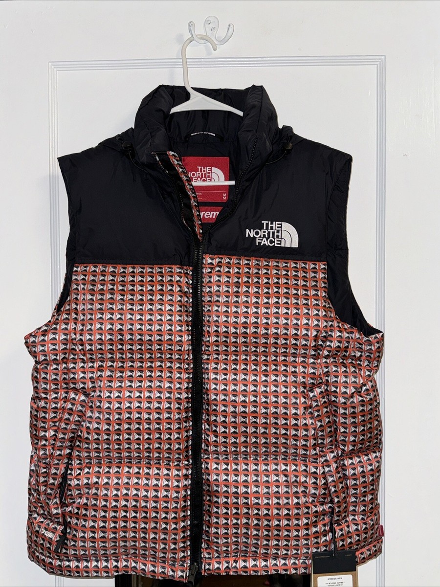 Supreme x The North Face Studded Nuptse Vest Size Medium Lucky Red
