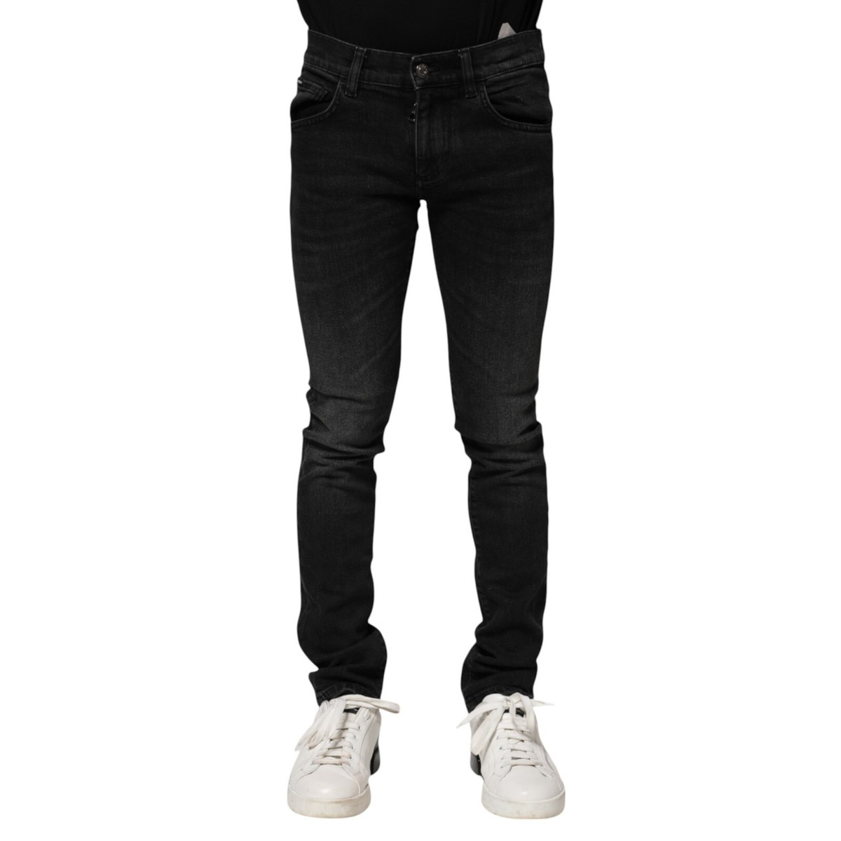 DOLCE & GABBANA Jeans Black Cotton Skinny Men Denim Trouser IT44