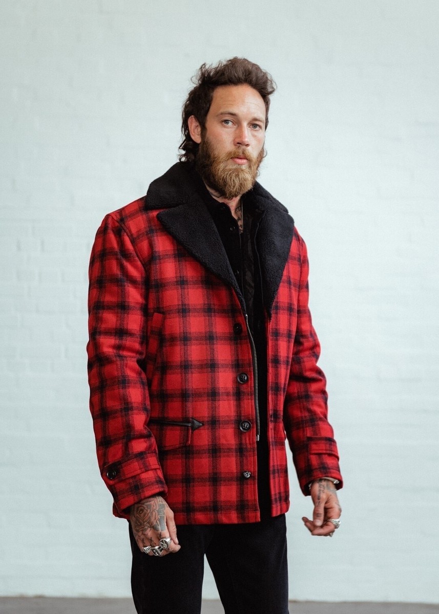 LUMBERJACK ROCKABILLY 1950s style CLASSIC WOOL MENS COAT. SIZE XL