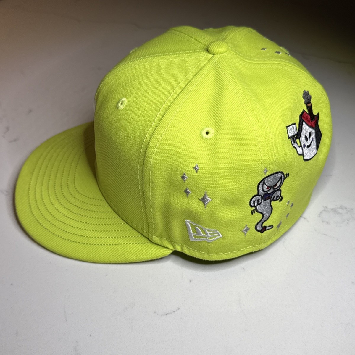 Supreme S Logo Characters New Era Fitted Hat Neon Green Size 7 1/4