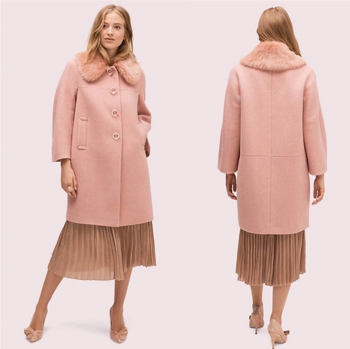 $798 Kate Spade New York Womens 12 Jacket Pink METALLIC TWILL Wool