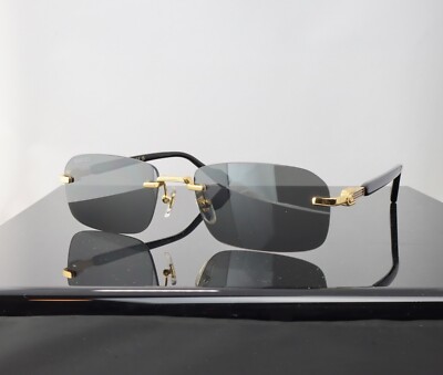 Gucci G1221S 001 Gold / Gray Lens Square Rimless Sunglasses 100
