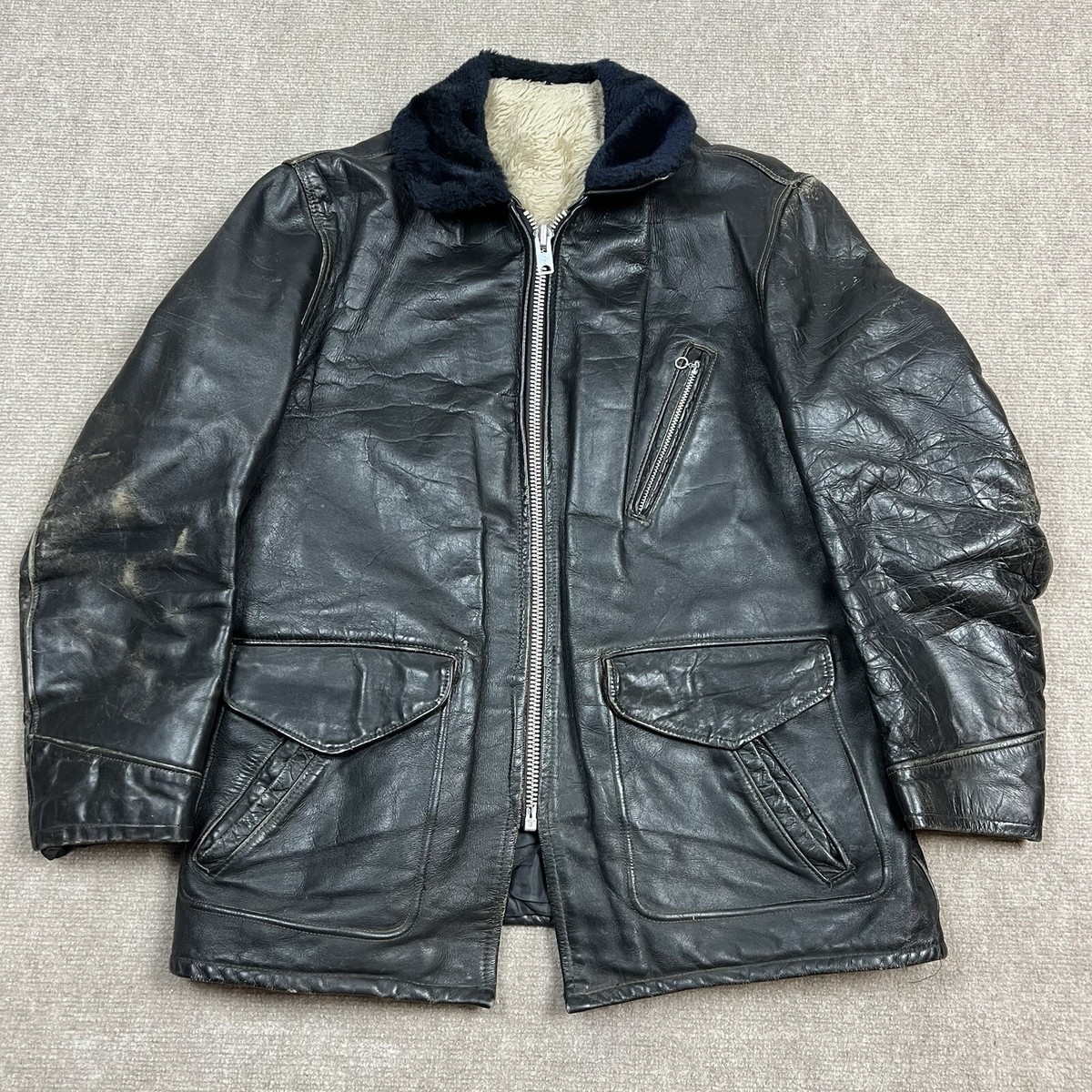 Vintage 70s Schott Perfecto Steerhide Leather Jacket Size 46 Talon