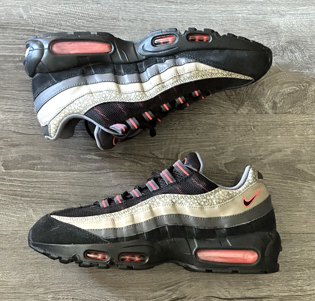 Nike Air Max 95 PRM Safari Ash Black Grey Red Mens Shoes 538416