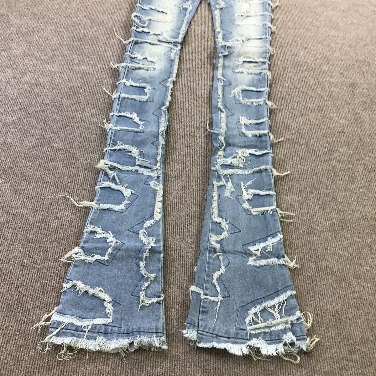 Guapi Jeans Womens 28 Blue Distressed Flare Limited Edition Ripped