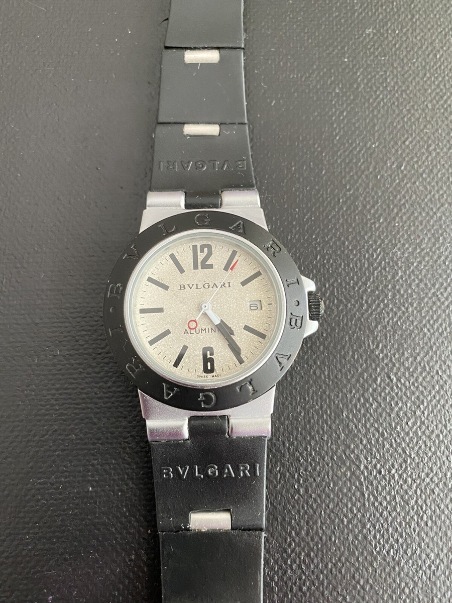 Bvlgari - Watch Small Aluminum Silver & Black Rubber AL 29 TA