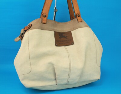 BURBERRY BLUE LABEL Canvas & Leather Tote Hand Bag Shoulder Bag