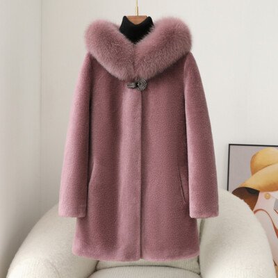2024 Sheep Shearing Coat Mothers Real Wool Fur Coat Fox Fur Collar