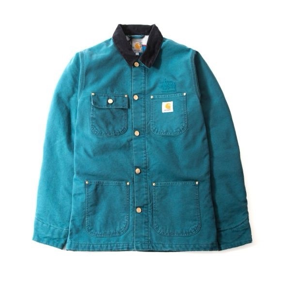 Men's Carhartt WIP x Stussy Chore Coat Teal / Dark Navy Stone Size