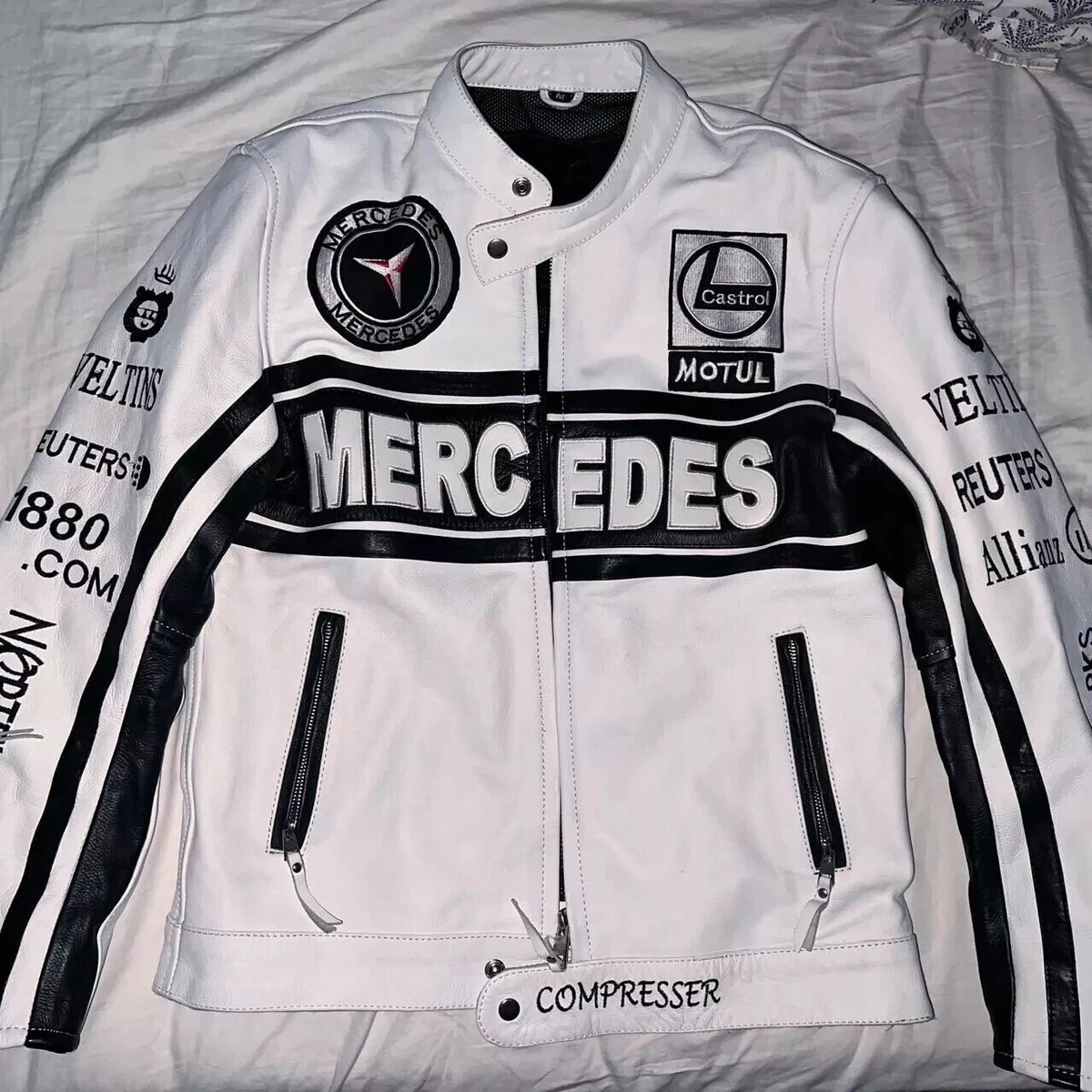 Mens Mercedes Leather Jacket Vintage Mercedes Racing Jacket Biker