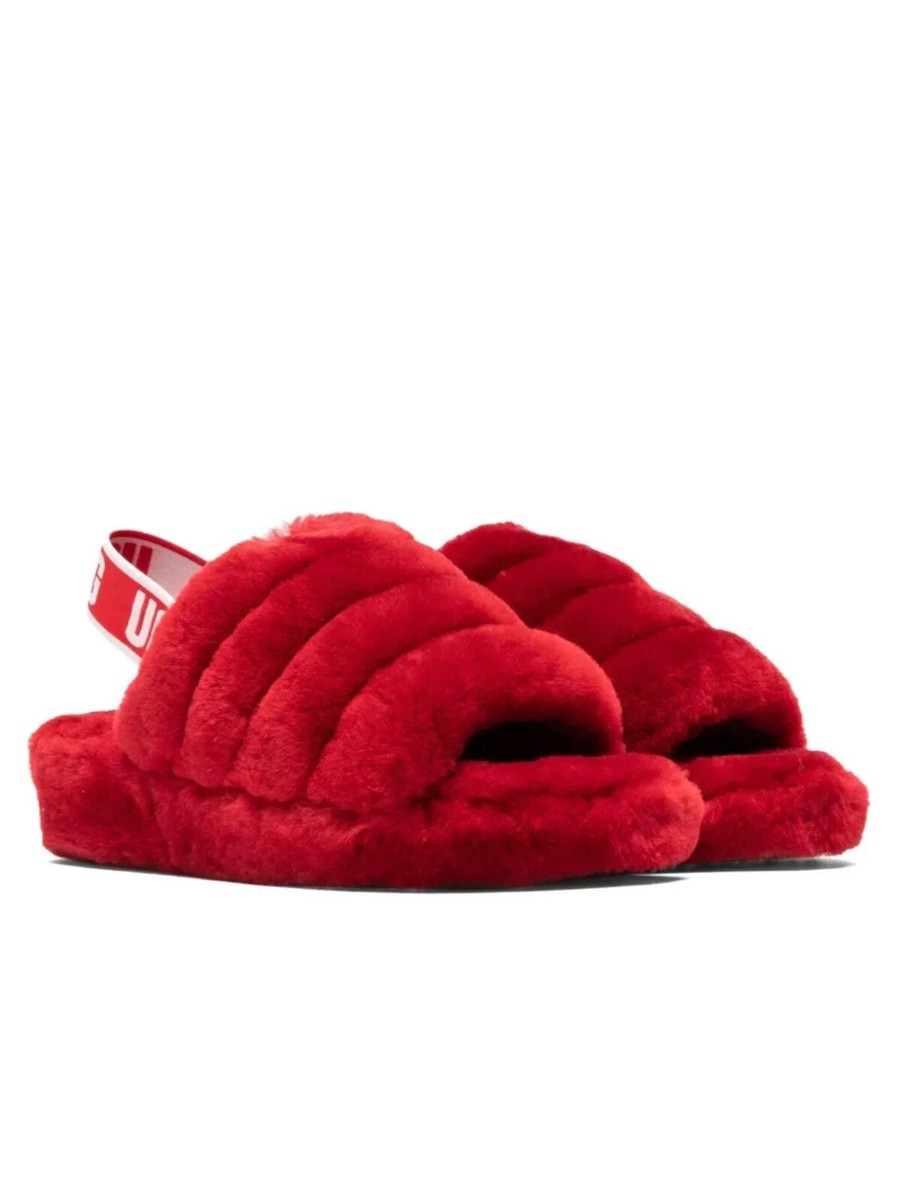 UGG FLUFF YEAH SLIDE RED RIBBON SLINGBACK SHOES SLIPPERS SANDALS