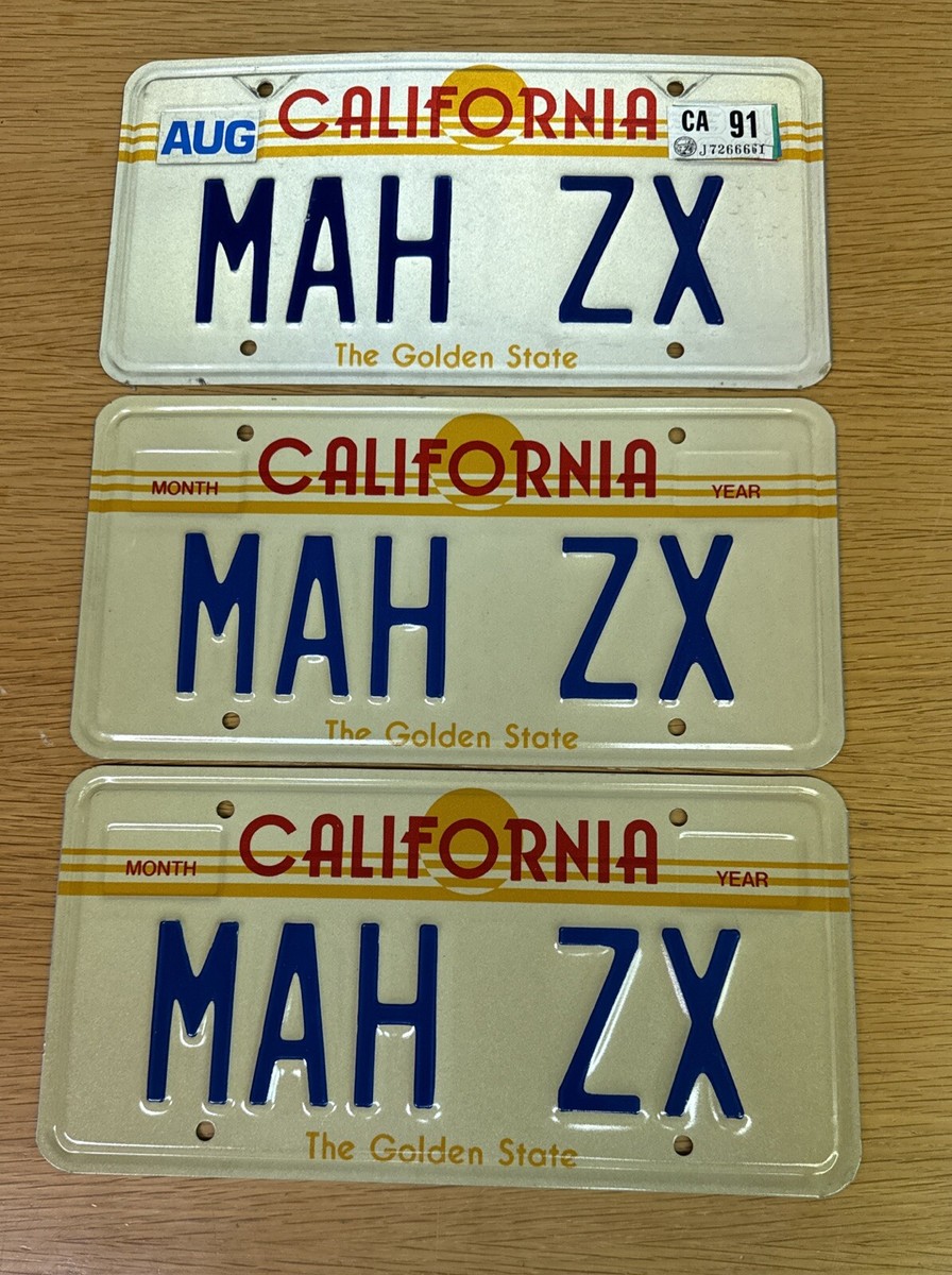CALIFORNIA SUN LICENSE PLATE. VINTAGE. PERSONALIZED MAH ZX ,My ZX