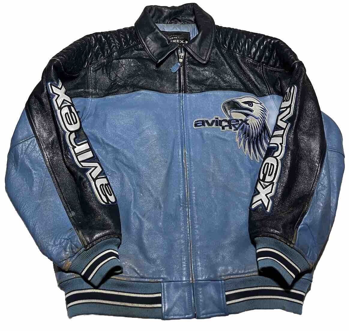 Vintage Avirex Varsity Leather Jacket XL Y2k Hip Hop AL9 | eBay