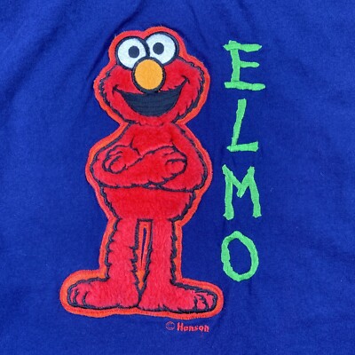 Vintage Sesame Street Elmo Shirt Mens XL Navy Blue Henson Spellout