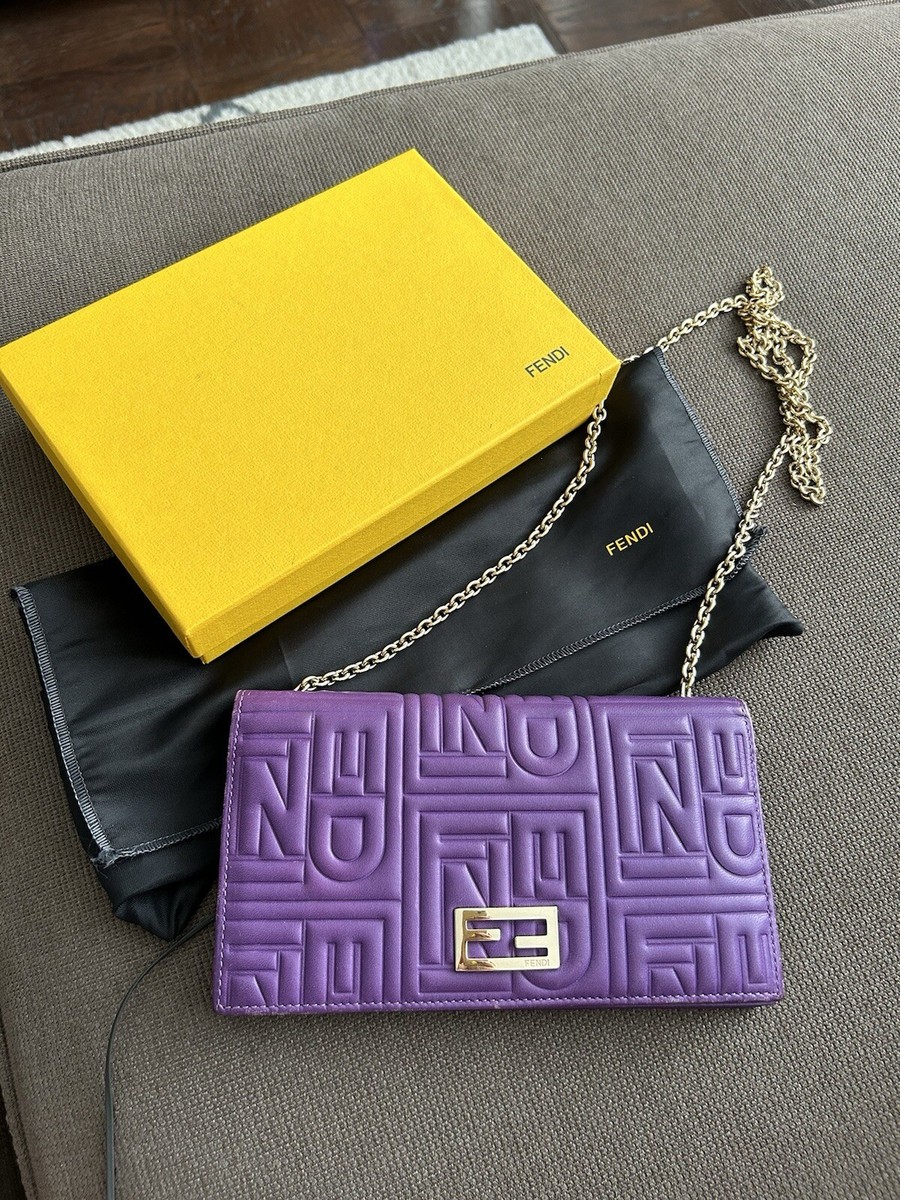 Gorgeous Fendi Purple / Violet Lambskin Leather Wallet On Chain | eBay