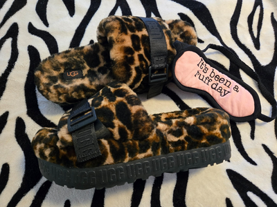 UGG Fluffita Panther/Animal/Leopard/Cheetah Print Platform Slipper