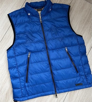 Burberry Brit Men's Navy Blue Nova Check Quilt Down Vest Jacket XL